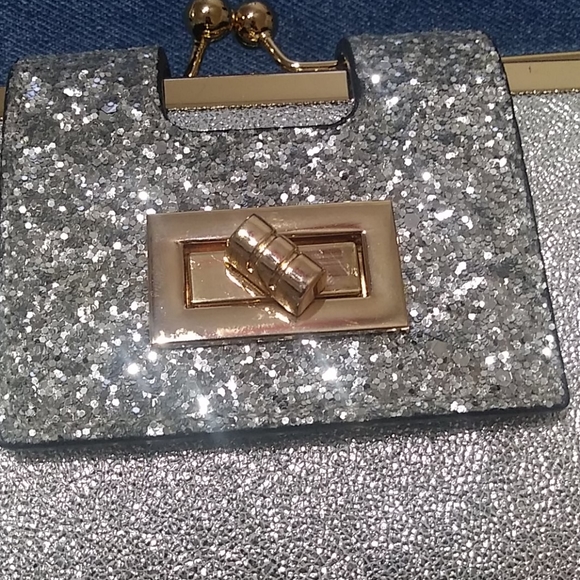 Lany Glittery Silver Wristlet/Shoulder Purse - Picture 3 of 13
